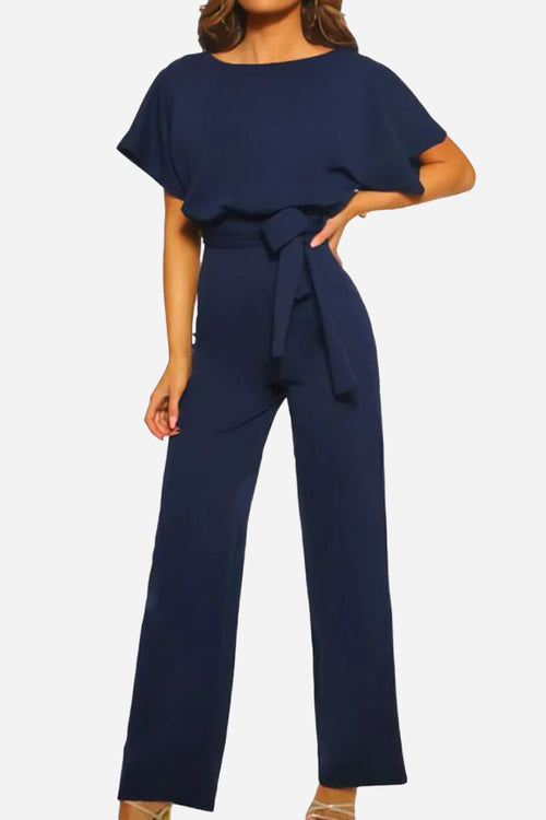 Chic Short-Sleeved Wide-Leg Jumpsuit