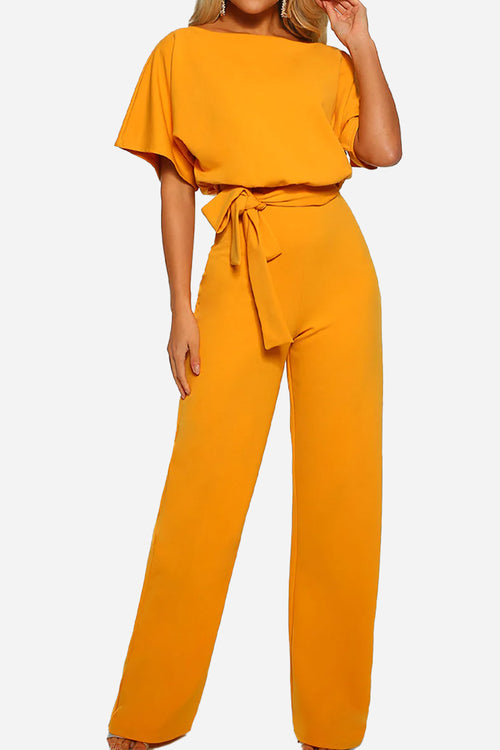 Chic Short-Sleeved Wide-Leg Jumpsuit