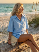 Coastal linen cotton two-piece set with breathable cotton-linen blend fabric and relaxed fit