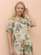 Cotton-linen blend monochrome two-piece set made of soft breathable fabric with relaxed fit for all-day comfort