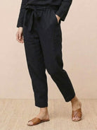 Cotton-linen monochrome relaxed longline top and wide-leg pants set in neutral tones