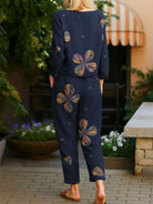 Relaxed cotton-linen monochrome outfit with longline top and wide-leg pants in neutral tones