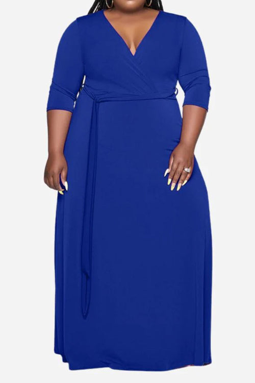 Elegant Plus Size Belted Dress