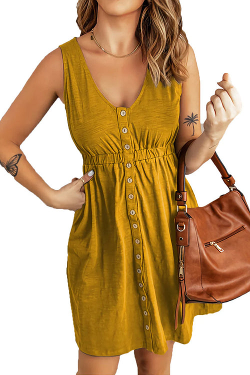 Fashionable V-Neck Button Down Dress