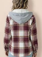 Highland Plaid Shacket women's cozy fleece-lined plaid overshirt with hood and button-front closure