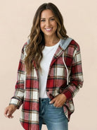 Highland Plaid Shacket cozy plaid overshirt with fleece lining and hood for cool weather layering