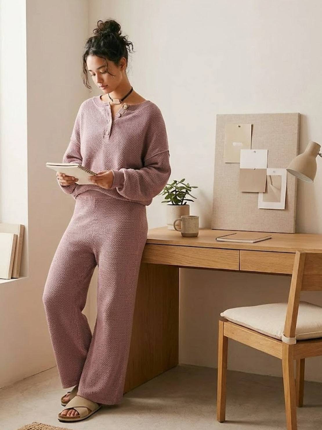 Multi-weather comfort two-piece oversized set in relaxed fit with wrinkle-resistant fabric
