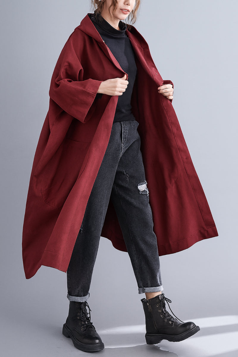 One size oversized water-resistant windbreaker jacket with waterproof design and hood