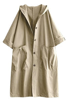 Beige oversized water resistant windbreaker jacket with hood and snap-button closure