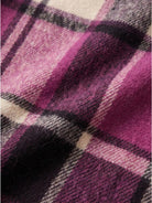 Oversized medium-length blue plaid overshirt wool-blend jacket with relaxed fit and functional pockets