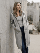 Oversized long zip sweatshirt hoodie with fleece lining and drawstring hood in solid color