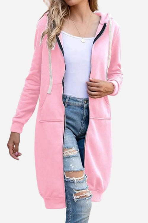 Oversized Long Zip Sweatshirt Hoodie