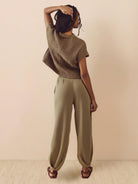 Comfy Couture Knit Sweater relaxed two-piece set in soft knit fabric with matching pants