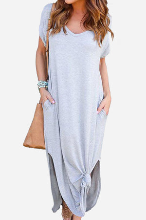 Side Slit Maxi Dress with Pockets