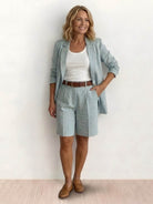 Stylish blazer and shorts two-piece set in vibrant colors for elegant comfort
