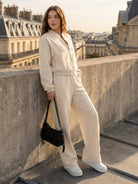 The Voyager Zip Set two-piece zip-front sweatshirt and wide-leg joggers for comfortable travel style