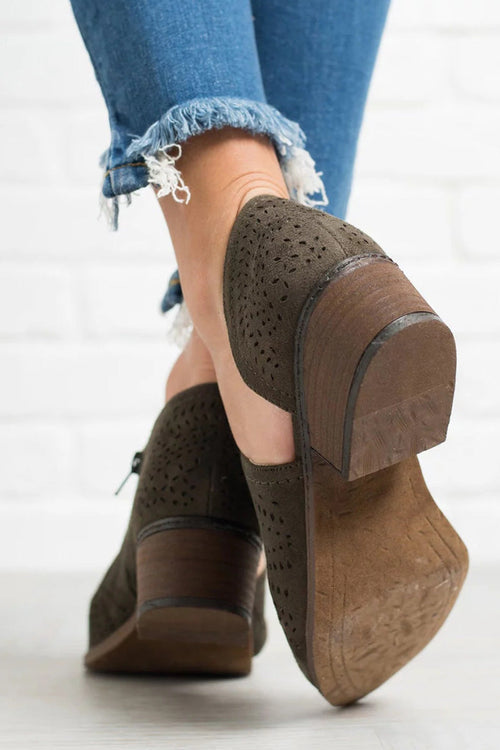 Laser Cut Western Ankle Boots