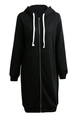 Oversized Long Zip Sweatshirt Hoodie