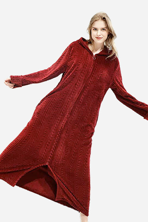 Stylish Flannel Hooded Nightgown