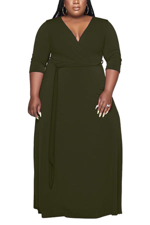 Elegant Plus Size Belted Dress