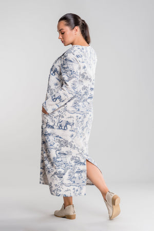 Japanese Porcelain Print Dress